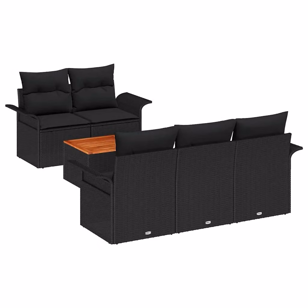 Set Divano da Giardino vidaXL a Forma di L con Cuscini e Tavolino Nero in Polyrattan e Metallo – 2