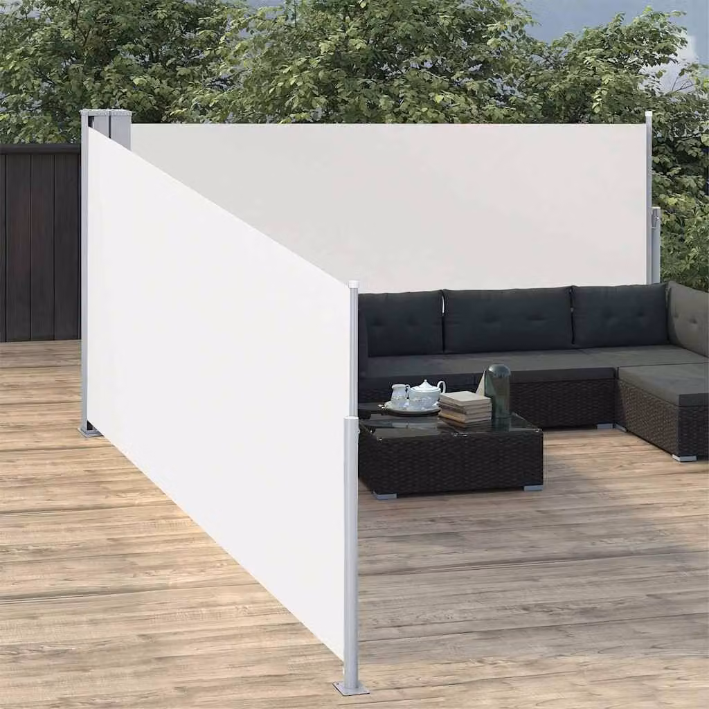 vidaXL Tenda da Sole Laterale Retrattile Manuale in Poliestere e Acciaio, Colore Beige, L: 1000 cm, H: 100 cm – 1