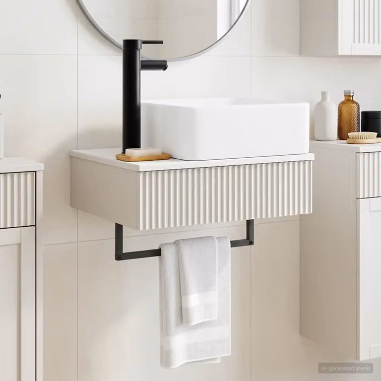 vidaXL Lavabo da Parete Bianco Lucido L: 53 cm, P: 35 cm, H: 39 cm