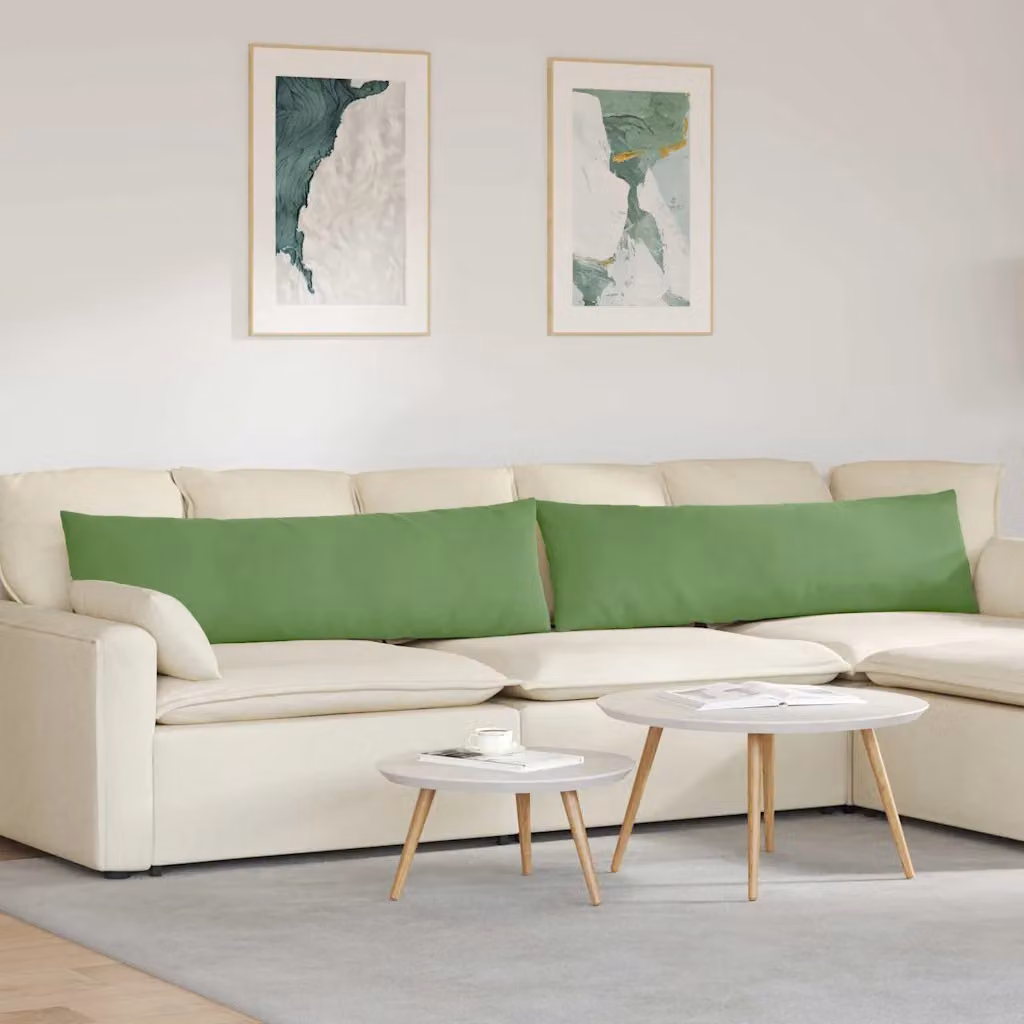 Set di 2 cuscini da divano vidaXL in velluto a coste verde, forma rettangolare, L 145 cm x P 40 cm x H 40 cm