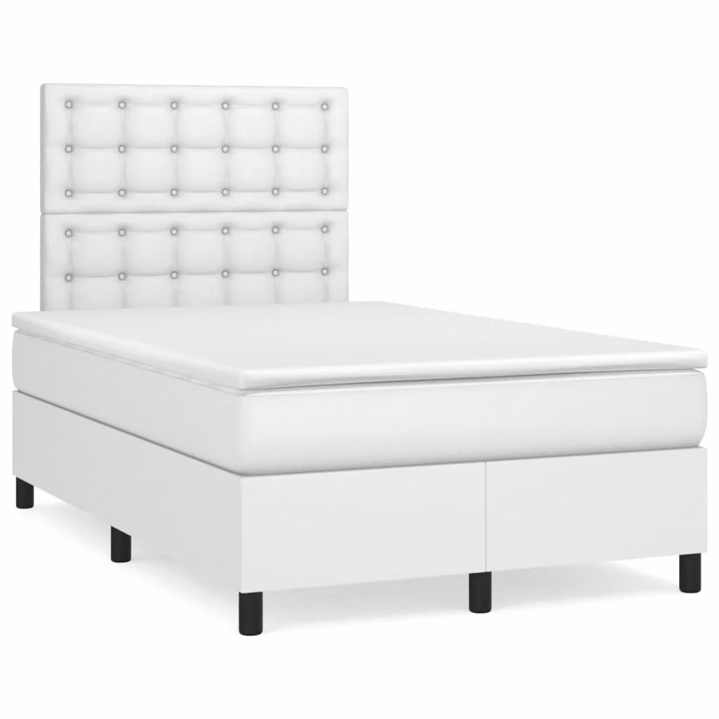 Giroletto a Molle con Materasso Bianco 120x200 cm in Pelle finta