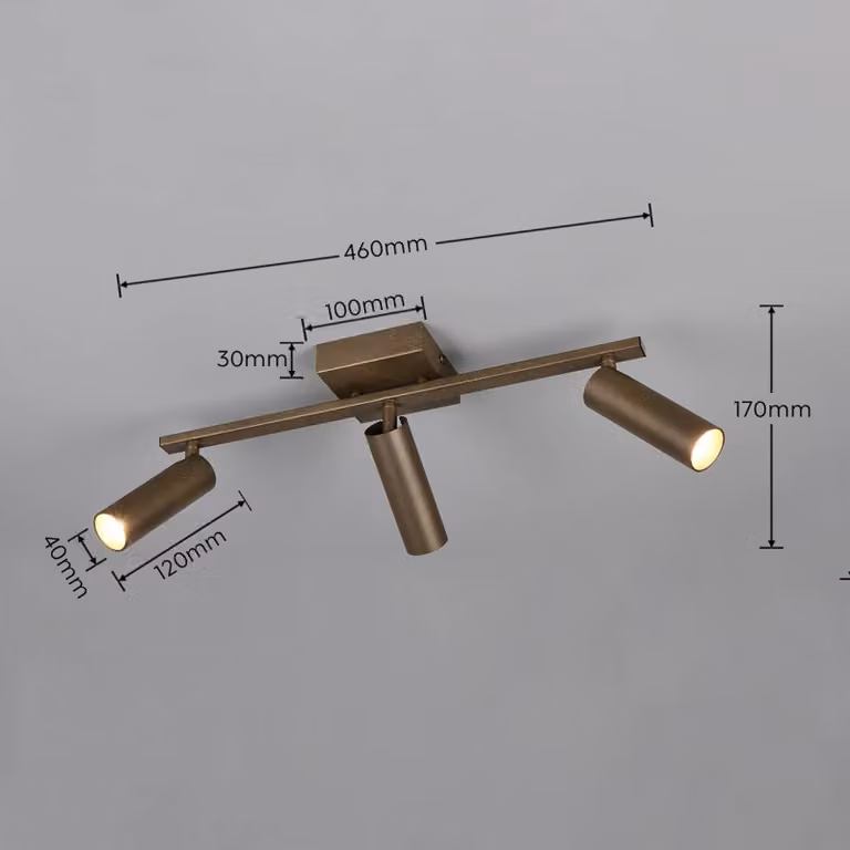Trio Lighting Faretto da soffitto Dara, lunghezza 46 cm, metallo color platino, a 3 luci. Dara, Alluminio / Grigio / Zincato, Soggiorno / Sala da pranzo, Metallo, Moderno, Downlight