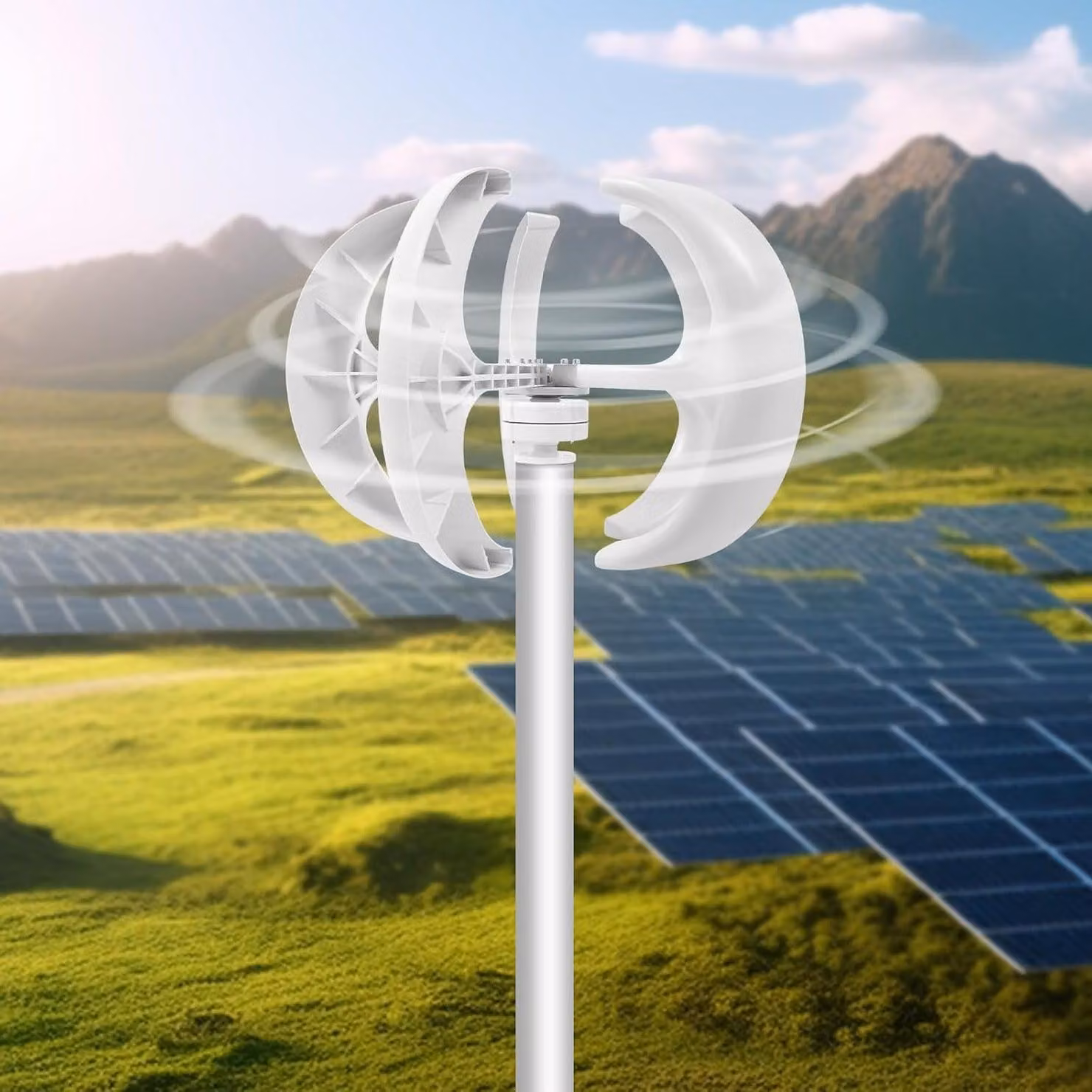 Turbina eolica - Generatore eolico verticale - Turbina eolica - Generatore di energia eolica - Dispositivo di produzione di energia eolica - 12V, 600W