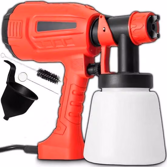Sistema di verniciatura a spruzzo elettrico con secchio da 1200 ml, pistola a spruzzo e quattro ugelli, 800 ml/min di ossigeno, senza fili, per interni ed esterni