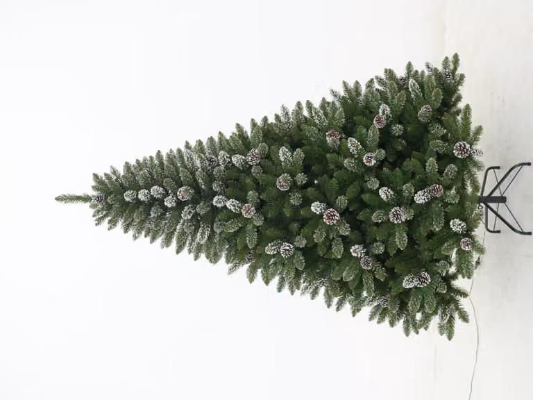 Albero di Natale artificiale, dall'aspetto realistico, altezza 180 cm, struttura pieghevole in metallo, supporto incluso