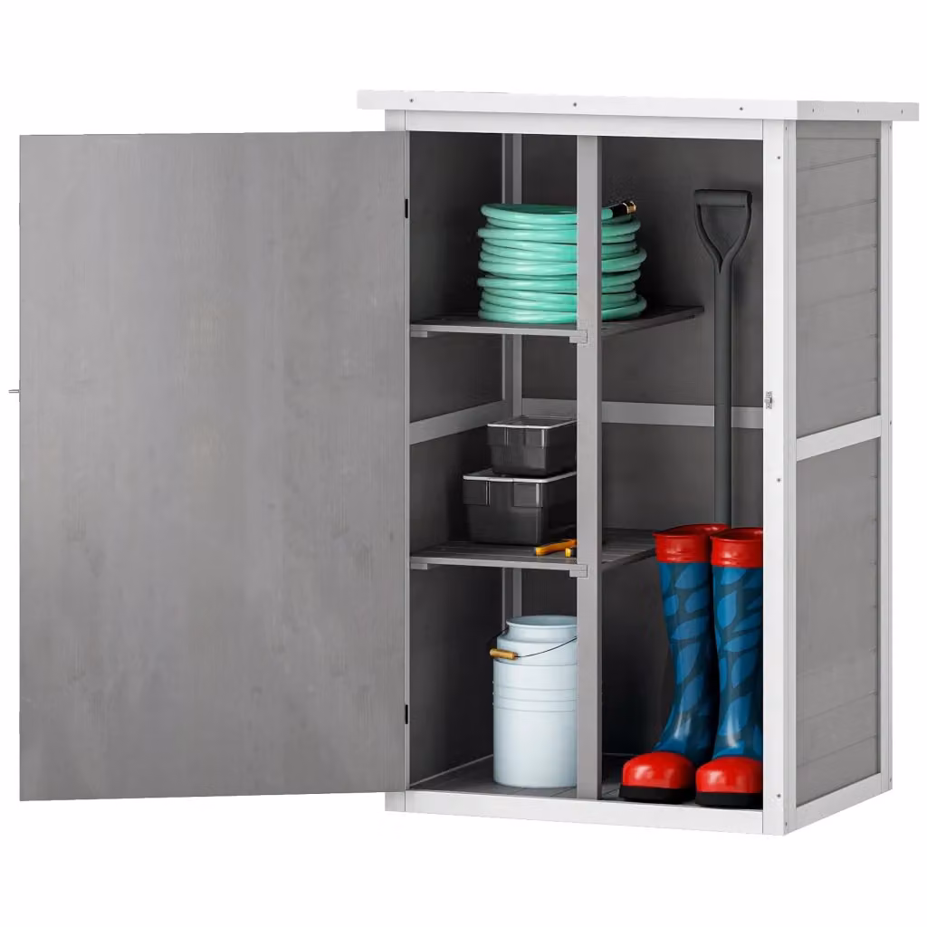 Casetta da Giardino Minimal con Ripiani in Legno Grigio L: 75 cm, P: 56 cm, H: 115 cm – 2