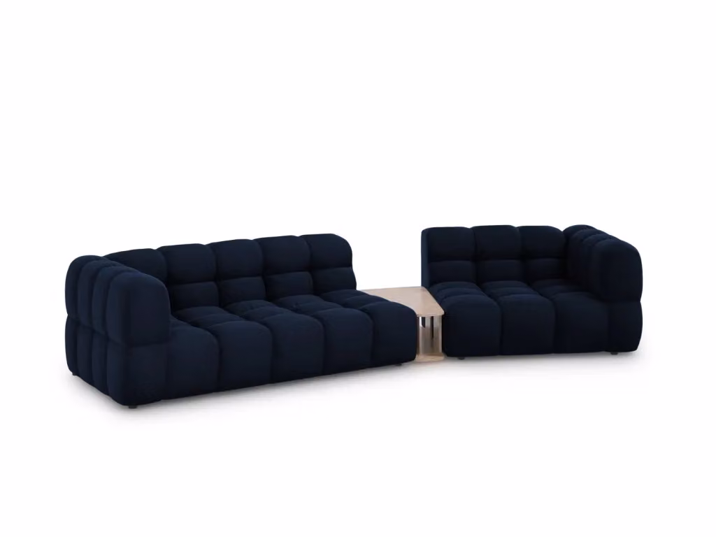 Divano modulare Sky di Cosmopolitan Design, modello a L con 3 posti, rivestimento in velluto blu, lato destro – 2