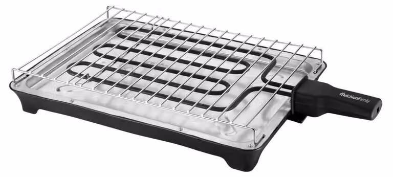 Griglia elettrica da tavolo Melchioni da 2000 W, doppia piastra rimovibile 26x37 cm
