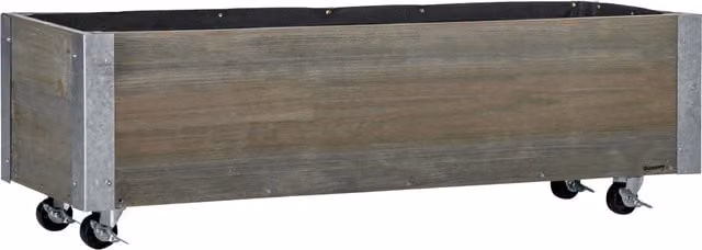 Fioriera rettangolare Outsunny in legno di abete con ruote e freno, Grigio, L: 96 cm, P: 30.6 cm, H: 30 cm