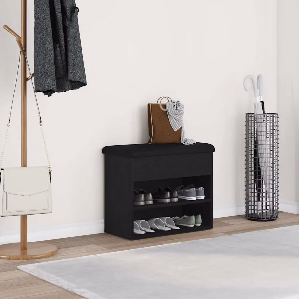 Panchina con contenitore porta scarpe vidaXL moderna in nero L: 62 cm, P: 32 cm, H: 50 cm