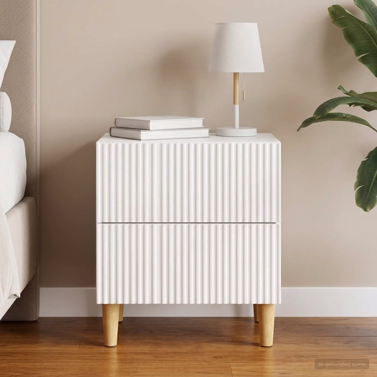 vidaXL Armadio da Notte Moderno Bianco Lucido L: 43 cm, P: 34,5 cm, H: 48 cm