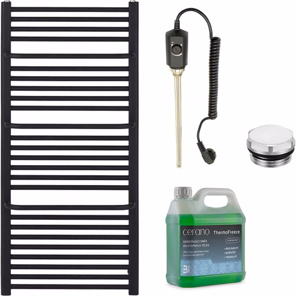 Set di radiatori elettrici da bagno Antonio - 900W - nero opaco - 1460x550 mm