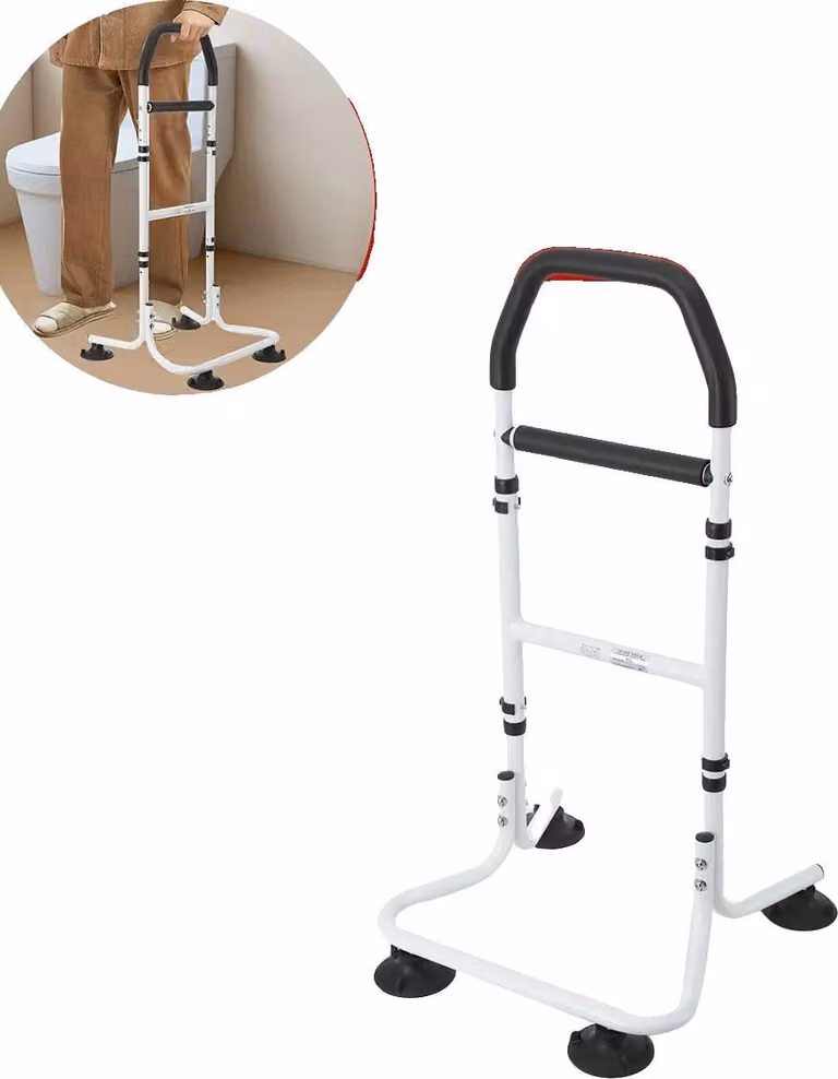 Maniglione per WC, installazione senza forature, maniglia di sicurezza antiscivolo, piedini a ventosa