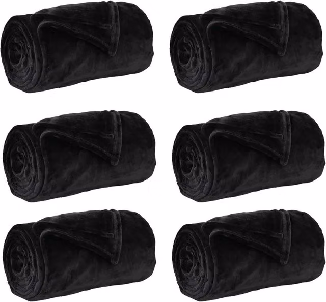 Coperte da Pile 6 pz Nero 220 x 240 cm Panno