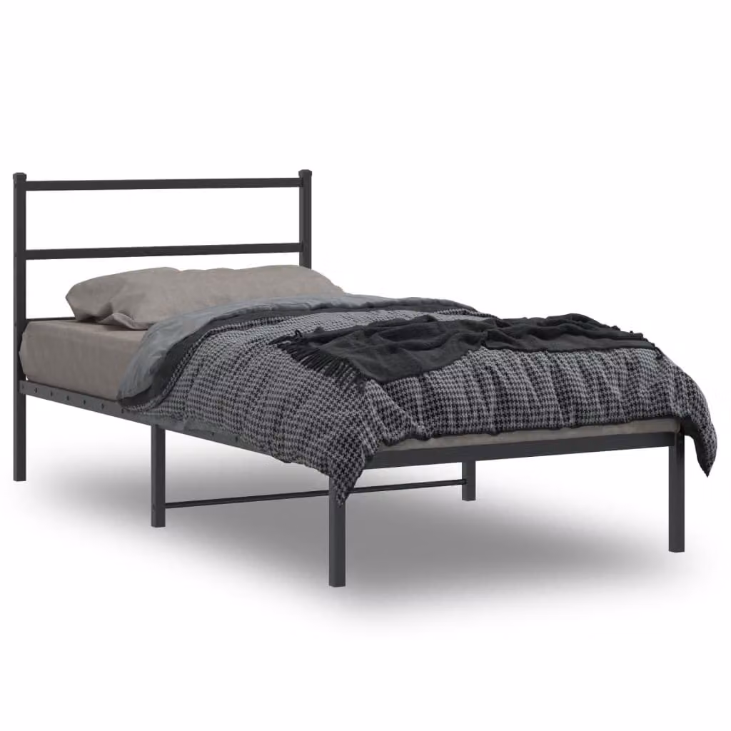 vidaXL Giroletto con Testiera in Metallo Nero L/P/H: 100 x 200 cm
