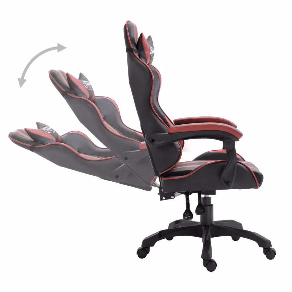 Sedia da Gaming vidaXL in Similpelle Rossa e Nera con Poggiatesta e Braccioli – 2