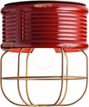 Plafoniera Industrial Ferro E Ceramica Vintage Bordeaux 1 Luce E27
