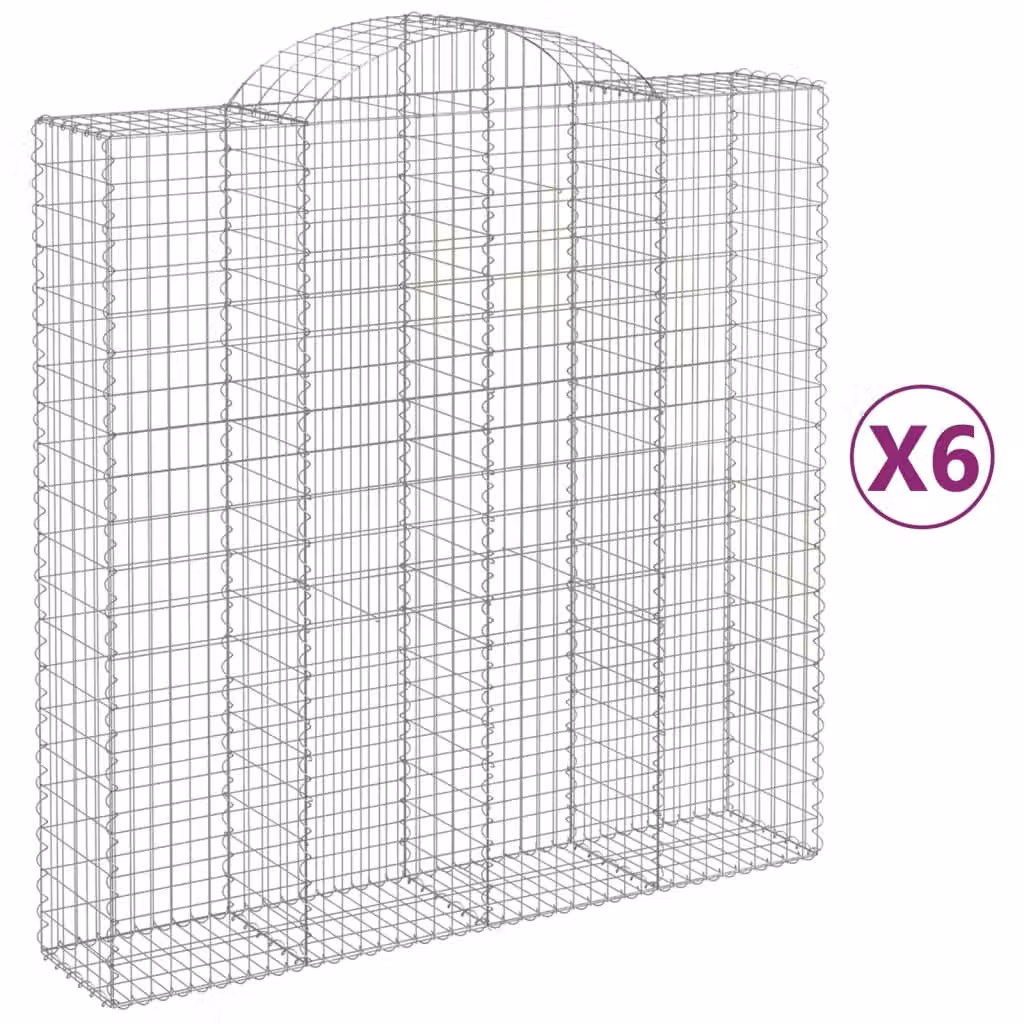 Cesti Gabbioni ad Arco 6 pz 200x50x200/220 cm Ferro Zincato