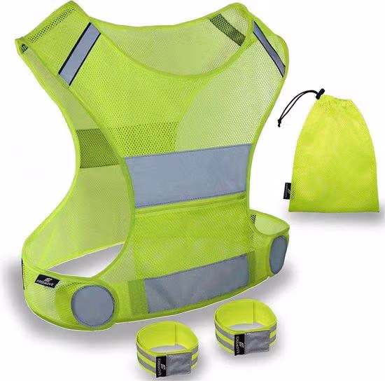 Gilet riflettente - Luci LED per corsa - Gilet riflettente per corsa, cintura porta borraccia - Gilet da corsa con passante - Gilet porta borraccia - Zaino da trail running - Gilet da corsa - Gilet da corsa con supporto per telefono
