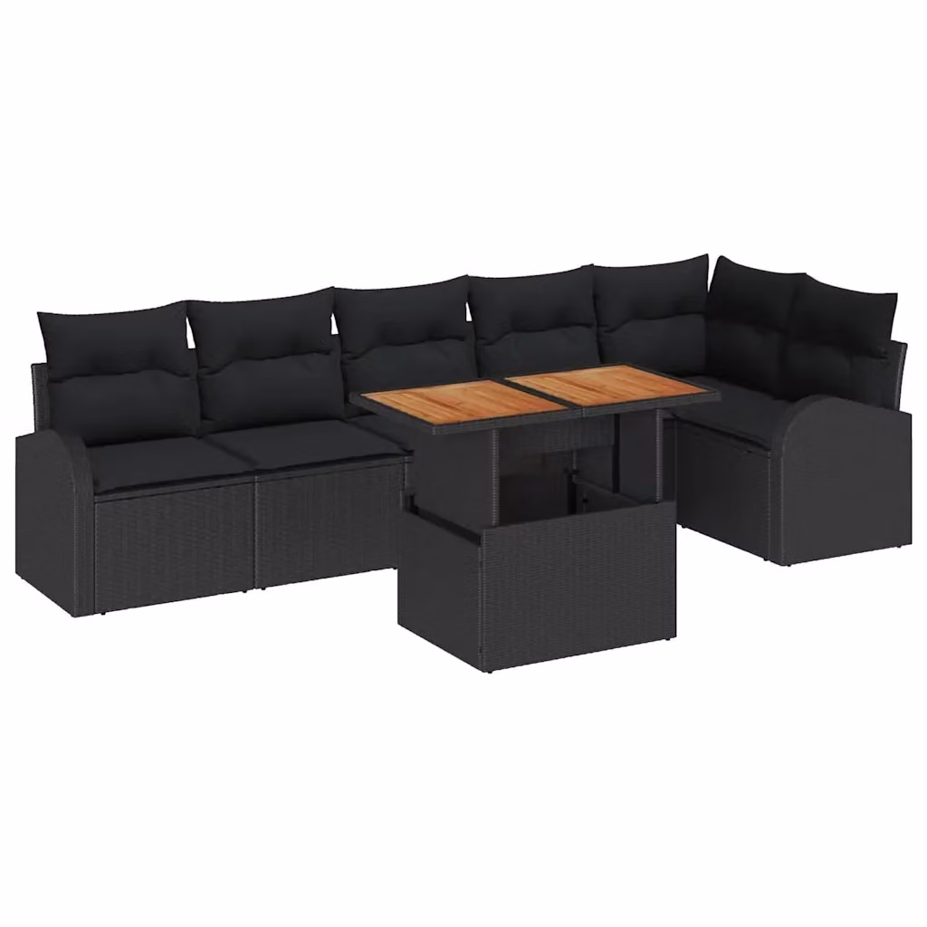 Set Divano da Giardino vidaXL 7 pz in Legno di Acacia Nero – 2