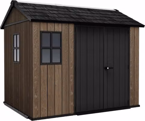 Casetta da giardino in resina Keter Apex 759/975 Signature Walnut effetto legno marrone con pavimento e doppia porta L: 287 cm, P: 230 cm, H: 246 cm – 1