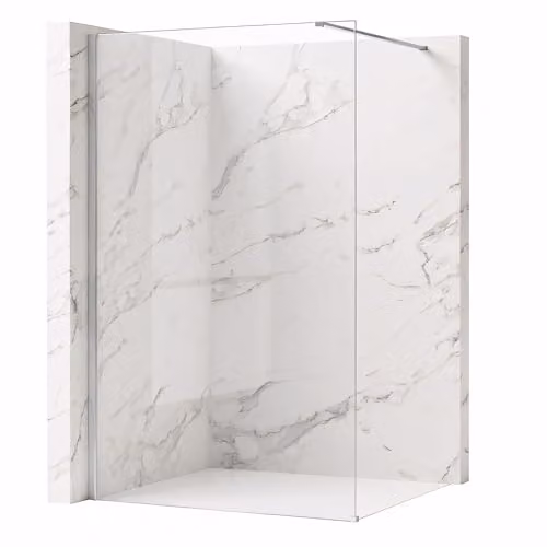 Rea - Parete Doccia Flexi, Cromo 70, Walk-In Senza Piatto Doccia, Vetro Di Sicurezza Temperato Trasparente 8mm, 120 X 70 X 195 cm