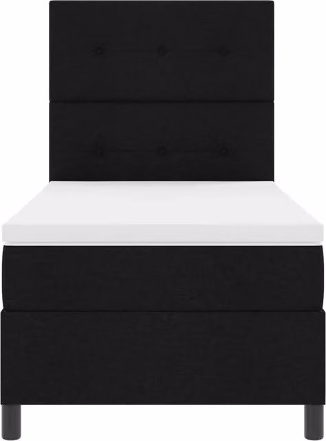Letto a molle moderno vidaXL con strisce LED e porta USB, rivestimento in tessuto nero, L 200 x P 90 cm