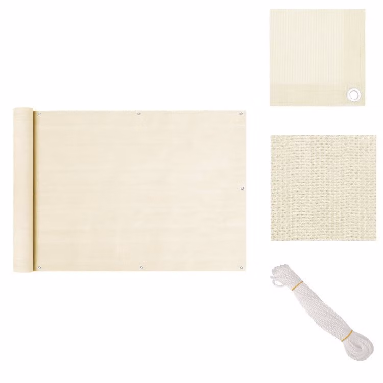 vidaXL Schermo per balcone, colore crema, 75x300 cm, materiale HDPE - Ombrelloni e protezioni solari