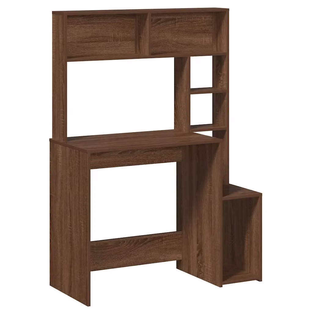 Scrivania con mensole moderna vidaXL in legno rovere marrone L: 100 cm, P: 45 cm, H: 140 cm – 2