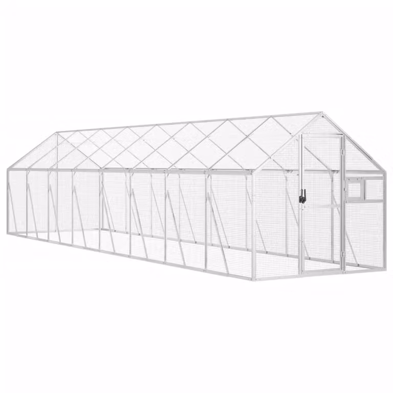 Voliera Argento 1,79x8x1,85 m in Alluminio