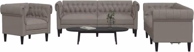 Set di divani 3 pezzi vidaXL in tessuto beige e grigio con design moderno per il tuo soggiorno