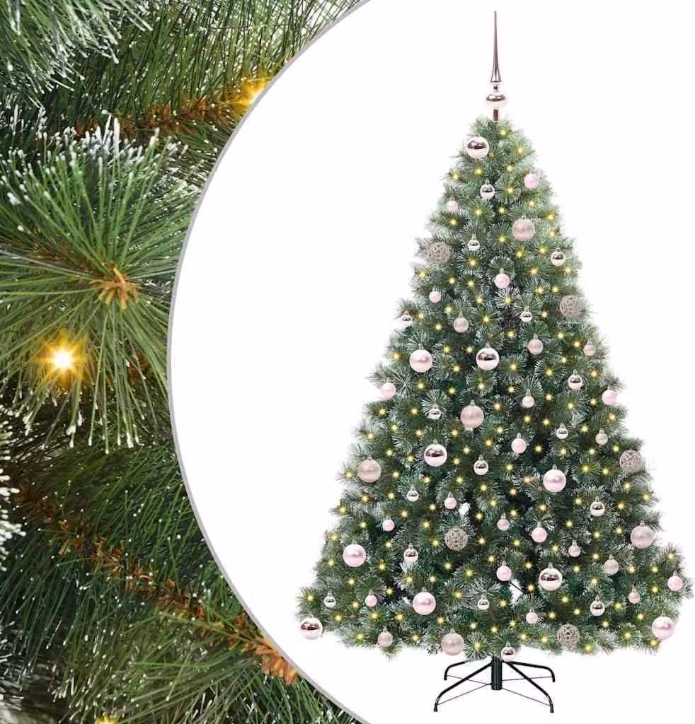Albero di Natale artificiale con 300 LED Verde 180 cm PE e PVC