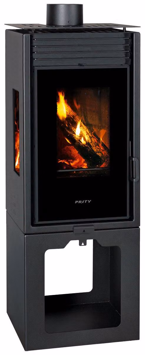 PRITY PMV3 E, Stufa a legna alta con vetro verticale, 10,8 kW, Classe A, Ø 150 mm