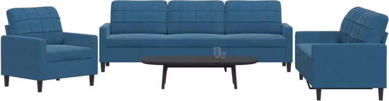Maison Exclusive - Set divano a 3 pezzi con cuscini in velluto blu