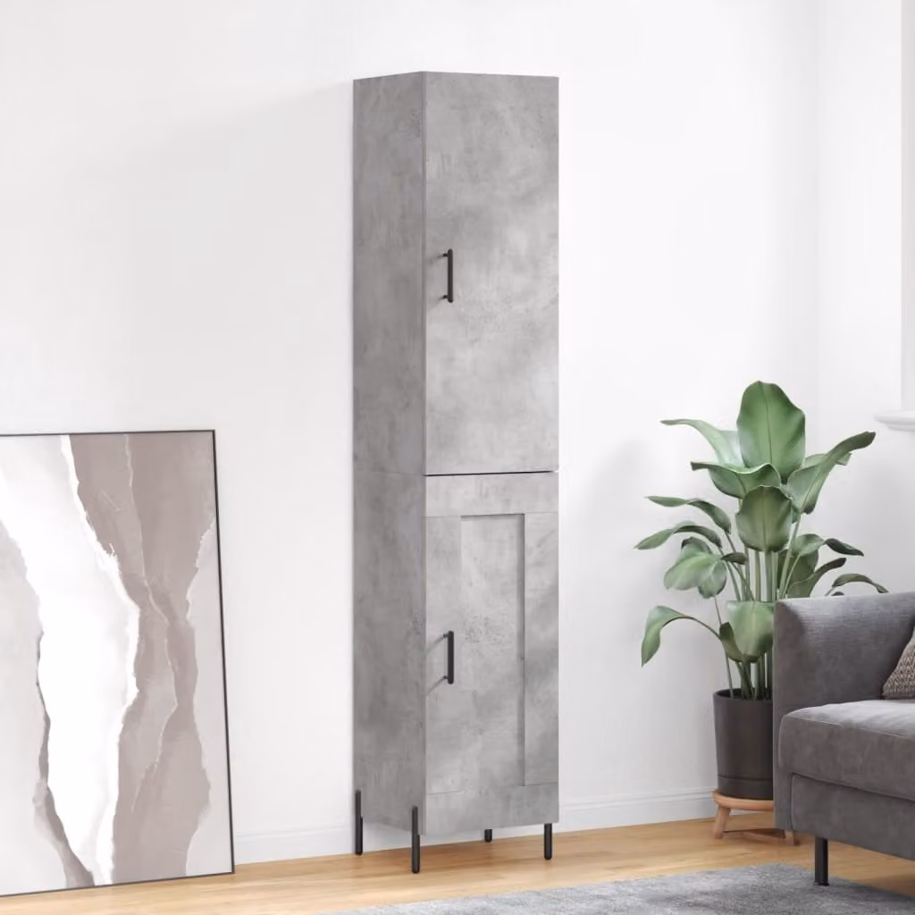 Credenza moderna vidaXL in legno e metallo grigio, L/P/H: 34,5 x 34 x 180 cm