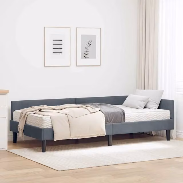 Letto Angolare Moderno con Materasso in Velluto Grigio vidaXL L/P/H: 204 x 100 x 151 cm – 1
