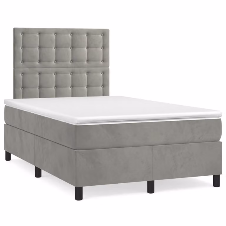 Giroletto a Molle con Materasso Grigio Chiaro 120x200cm Velluto