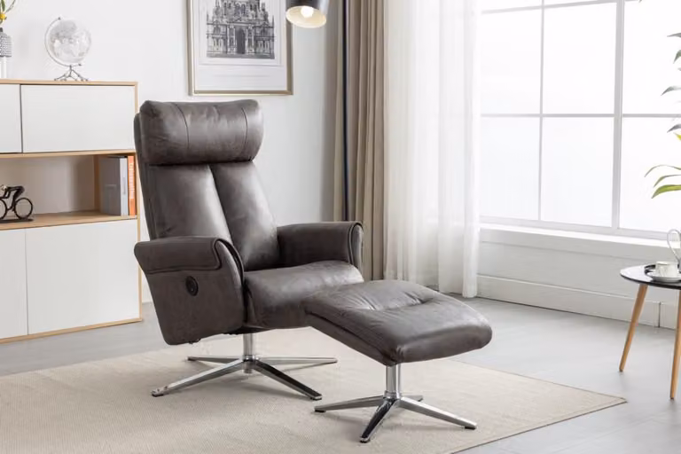 Poltrona relax regolabile elettricamente con poggiapiedi, circa 106,5 x 71,5 x 88 cm - Grigio