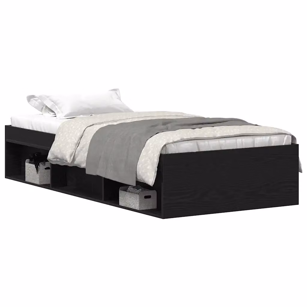 Struttura Letto Design Mania con Compartimenti Laterali in Legno e MDF Nero L/P/H: 80 x 190 x 35 cm – 2