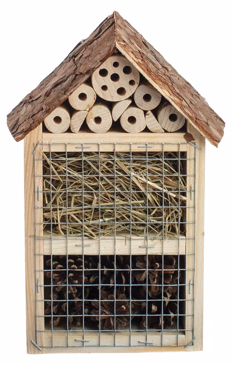 Albergo per api realizzato in legno massello, ideale per insetti, prodotto in modo naturale e sostenibile