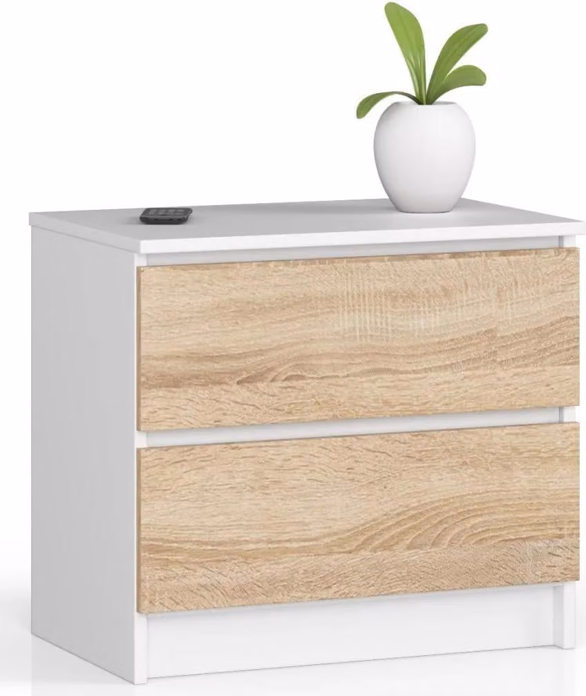 Comodino pratico YMARIN - bianco / rovere sonoma