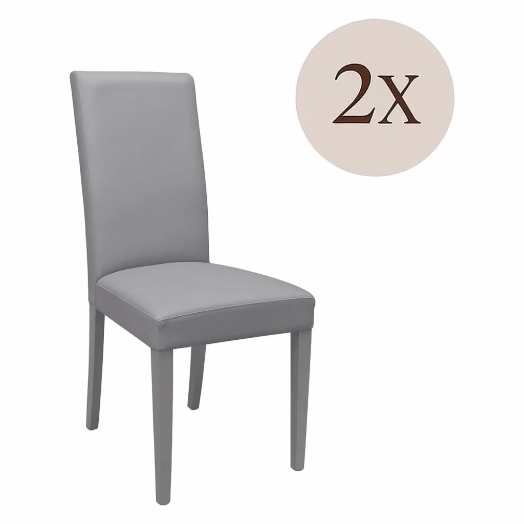 Set di 2 sedie moderne DMORA in tessuto grigio e legno laccato per cucina e soggiorno – 2