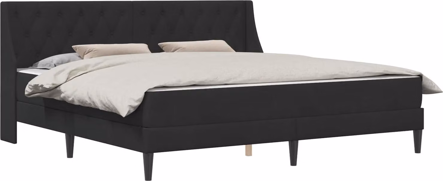 Struttura letto con materasso nero, dimensioni 180 x 200 cm, rivestita in velluto