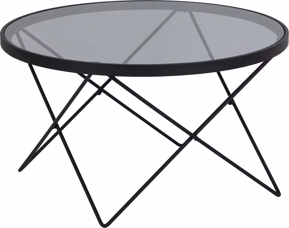 Tavolino Cuxton in vetro Ø80cm grigio.