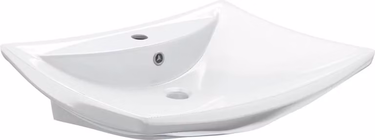 Lavabo Vetroceramica Lusso Rettangolare Foro di Trabocco e Foro Rubinetto