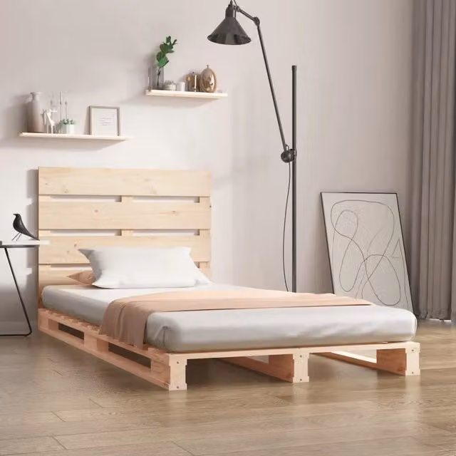 Giroletto singolo vidaXL in legno massello di pino bianco con doghe fisse L/P: 90 x 190 cm