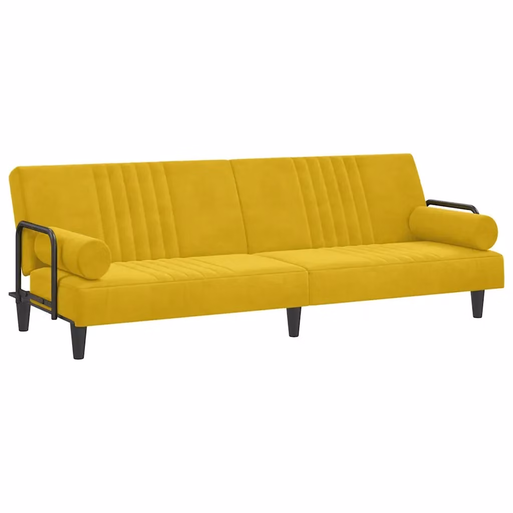 Divano Letto Moderno con Braccioli in Velluto Giallo vidaXL – 2