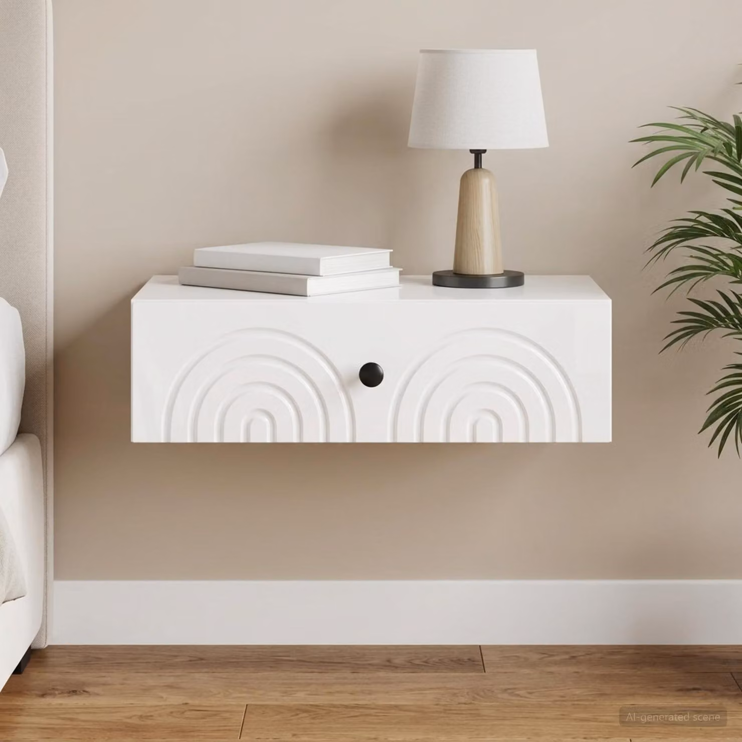 vidaXL Tavolino da Parete Laterale Moderno Bianco Lucido L/P/H: 59 x 34,5 x 17 cm