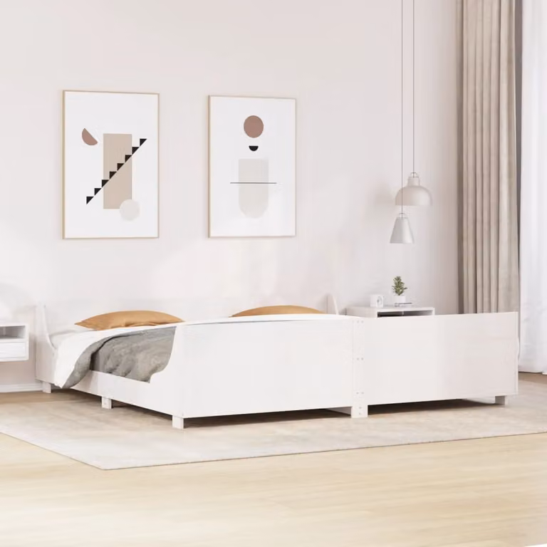 vidaXL Giroletto in legno massello di pino bianco con doghe piatte 200x200 cm