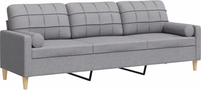Divano | Divano da soggiorno | Sofa a 3 Posti con Cuscini Grigio Chiaro 210 cm in Tessuto